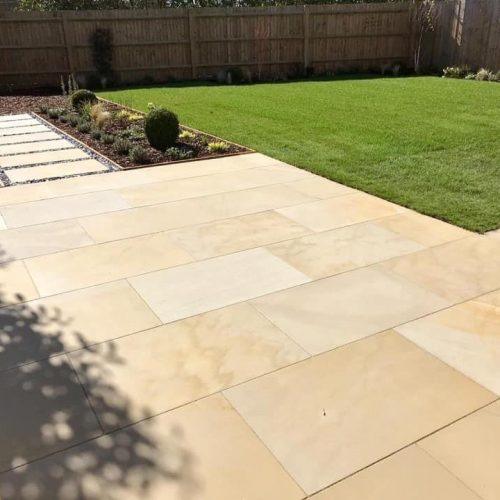 Fossil Mint Sawn and Honed - Indian Sandstone Paving Slabs – 600mm x 900mm – 20mm