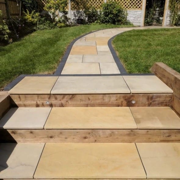 Fossil Mint Sawn and Honed - Indian Sandstone Paving Slabs – Mixed Patio Kit – 20mm