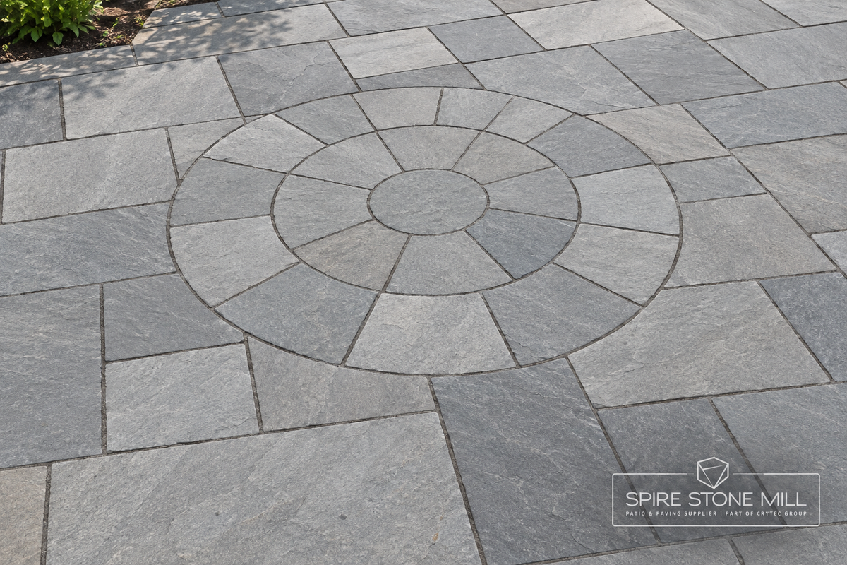 Kandla Grey Indian Sandstone 2.4m Circle – Riven – 22mm