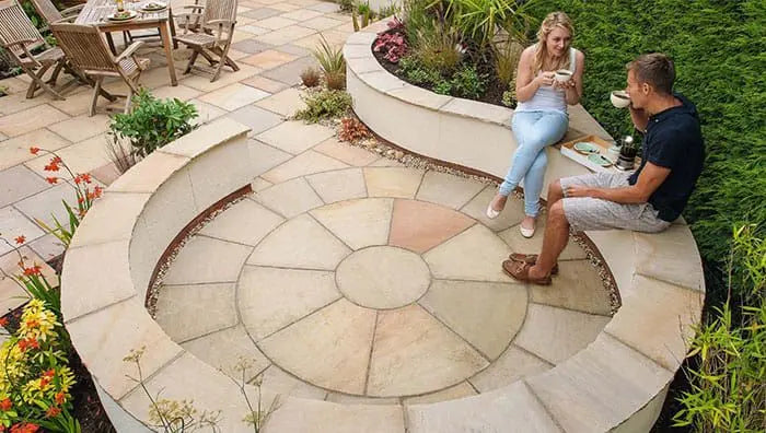 Camel Buff Indian Sandstone 3m Circle – Riven – 22mm