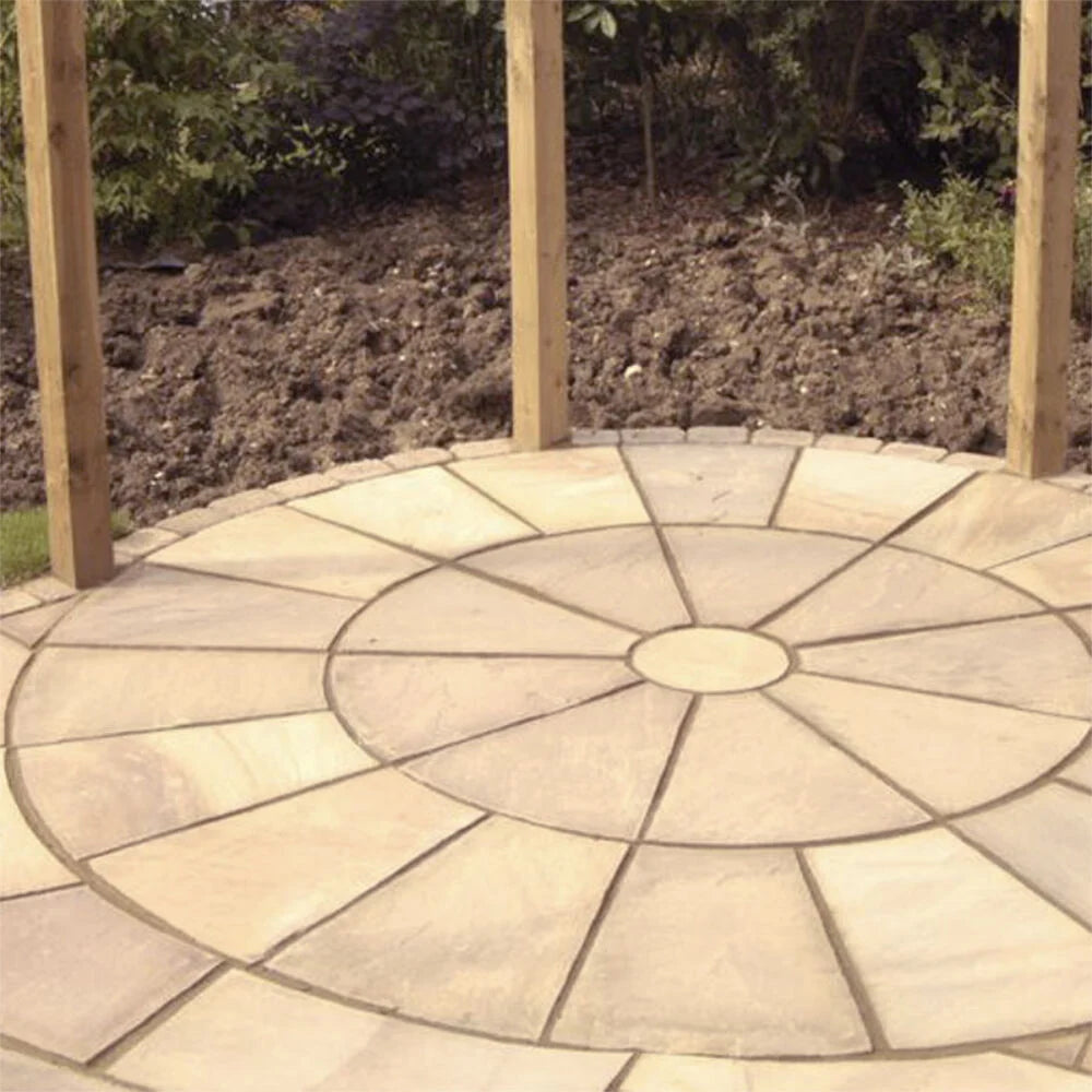 Camel Buff Indian Sandstone 3m Circle – Riven – 22mm