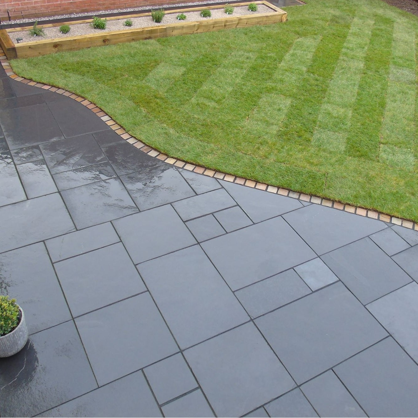 Black Limestone - Paving Slabs – Mixed Patio Kit – 25mm Calibrated
