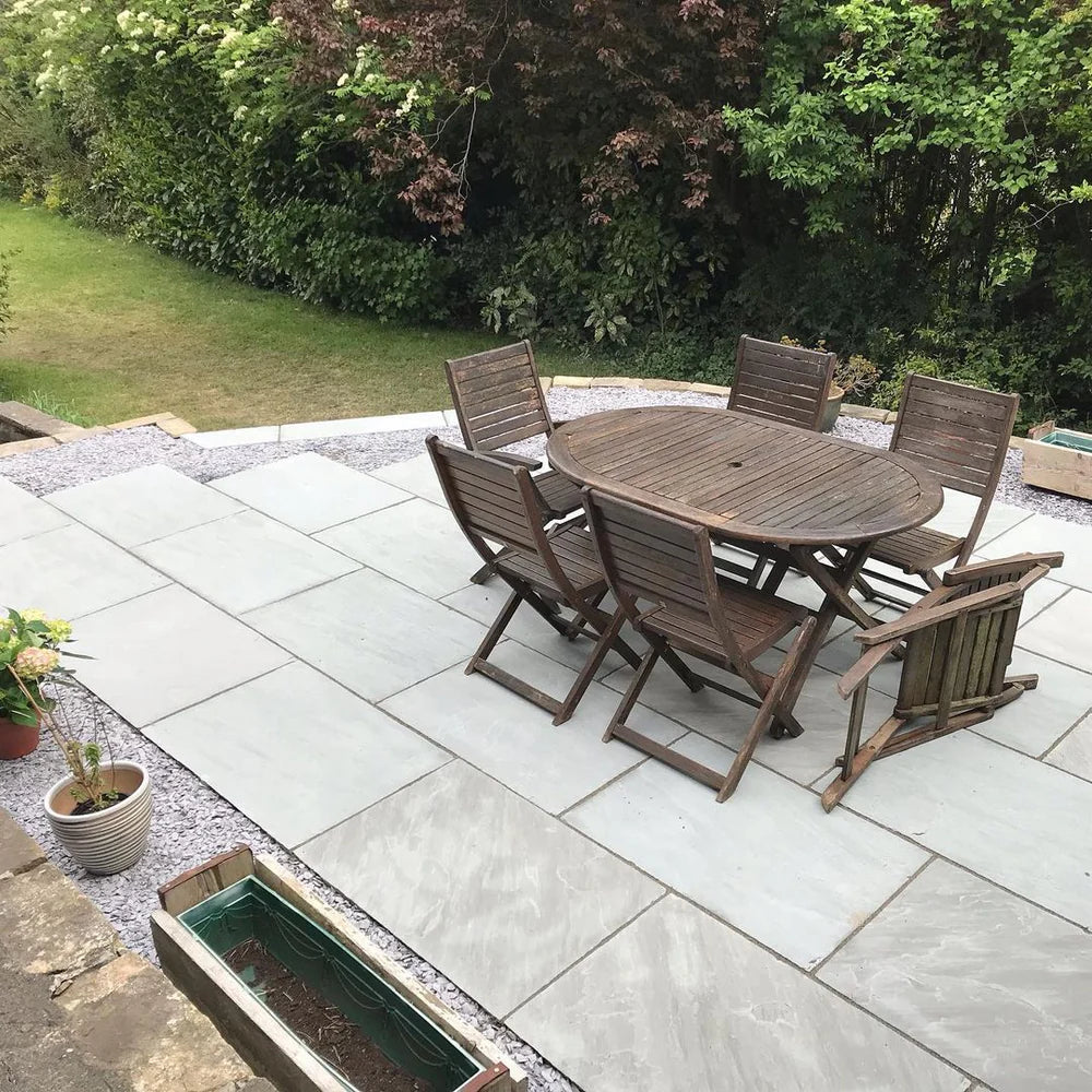 Kandla Grey Indian Sandstone Paving Slabs – Riven – 600x900 – 22mm