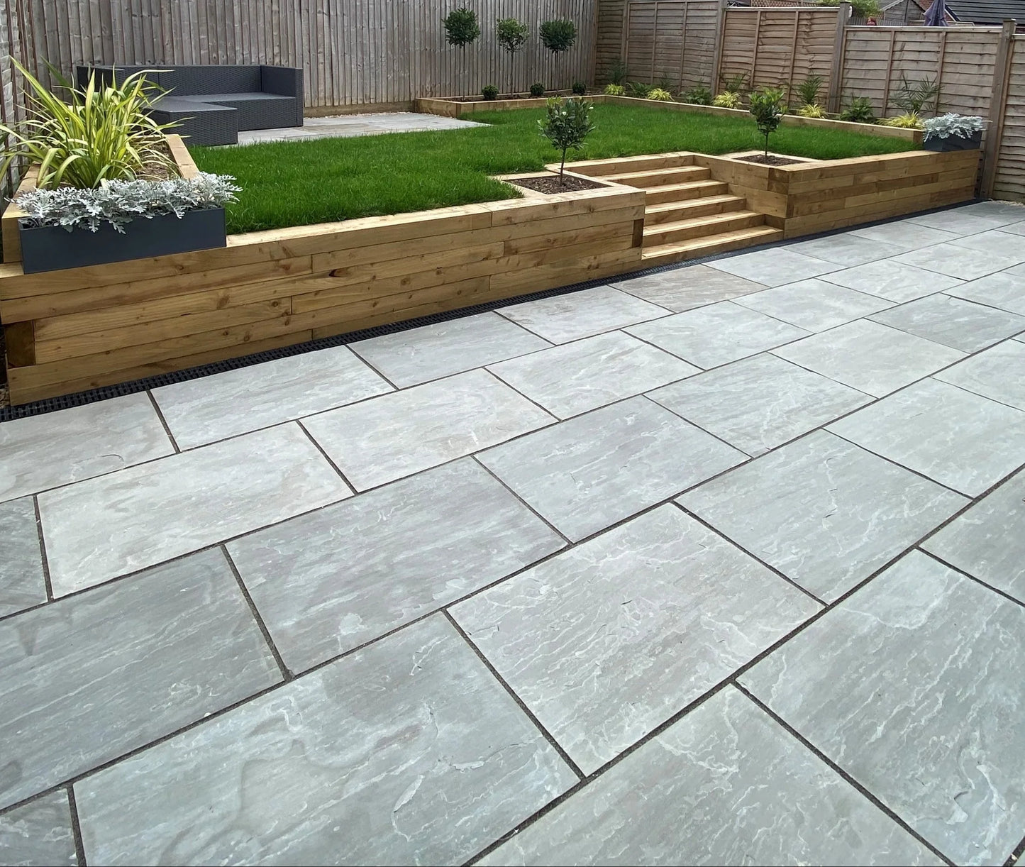 Kandla Grey Indian Sandstone Paving Slabs – Riven – 600x900 – 22mm