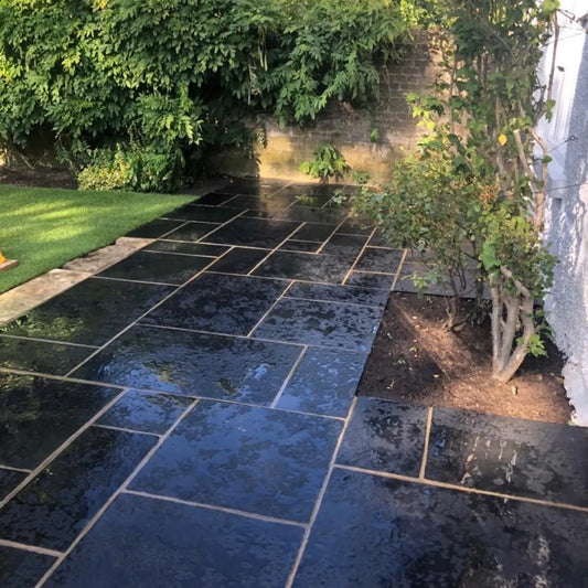 Black Limestone - Paving Slabs – Mixed Patio Kit – 25mm Calibrated