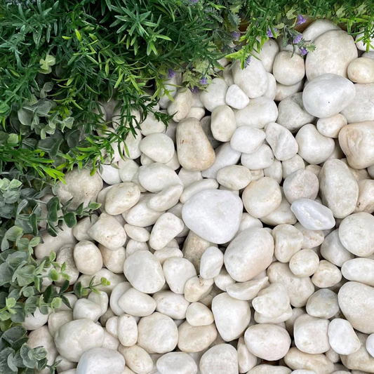 Polar White 20-40mm Decorative Pebbles 20kg Bag / 850kg Bulk Bag