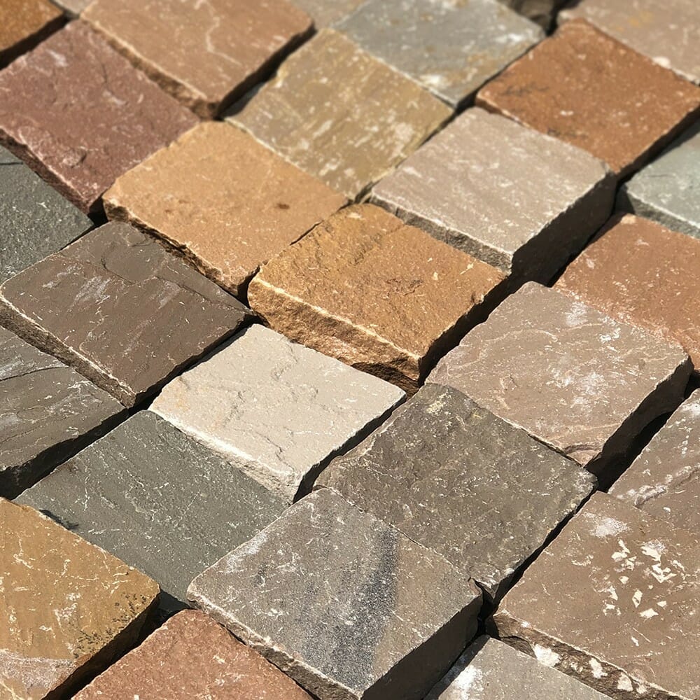 Raj Green Cobble Setts 100mm x 100mm x 40/60mm