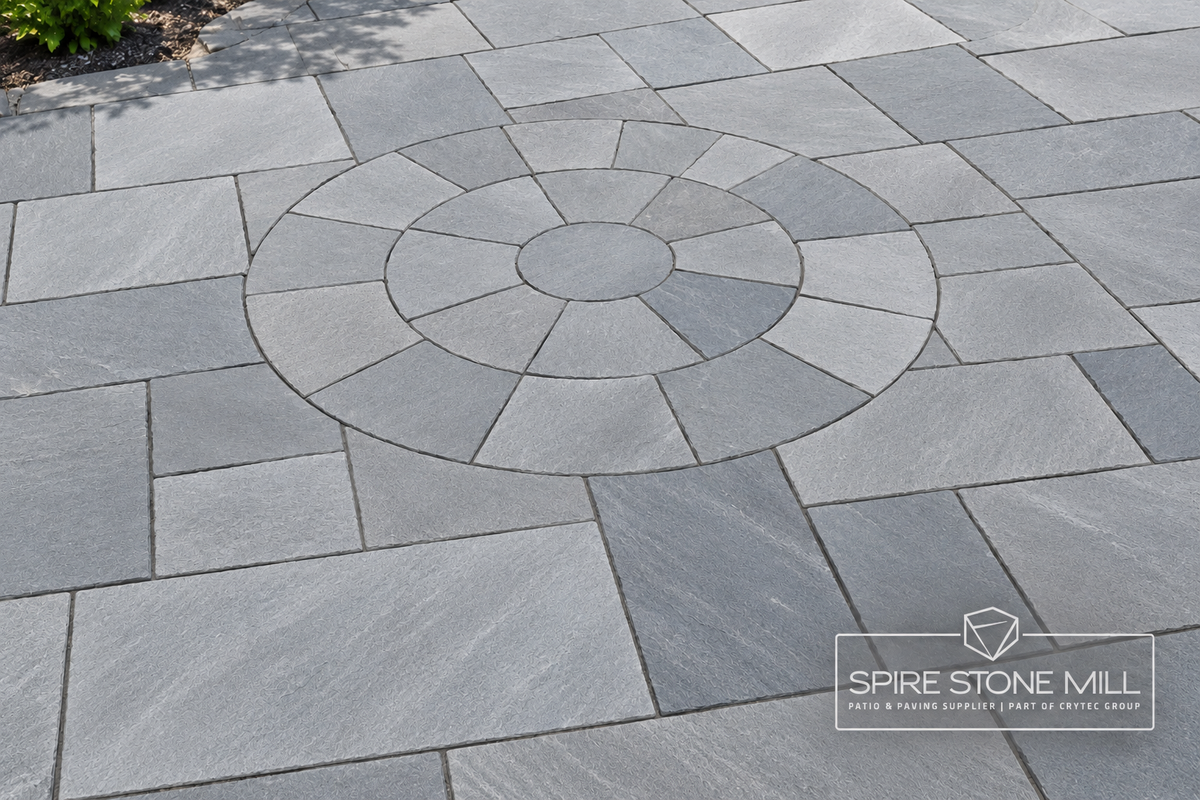 Kandla Grey Indian Sandstone 2.4m Circle – Riven – 22mm