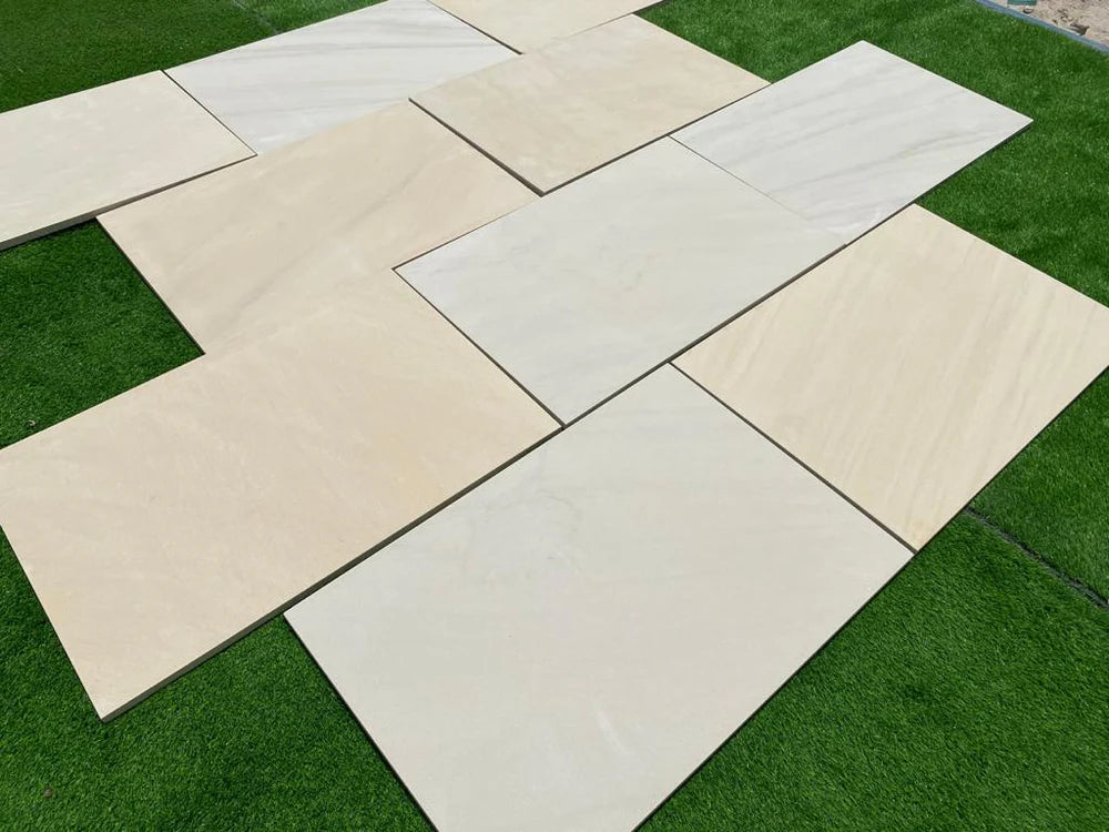 Fossil Mint Sawn and Honed - Indian Sandstone Paving Slabs – 600mm x 900mm – 20mm (Copy)