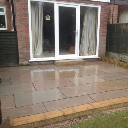 Raj Green Indian Sandstone Paving Slabs – Riven – 600×900 – 22mm