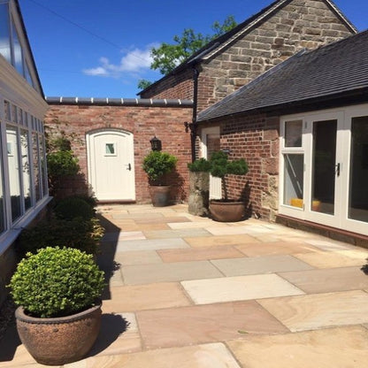 Raj Green Indian Sandstone Paving Slabs – Riven – 600×900 – 22mm