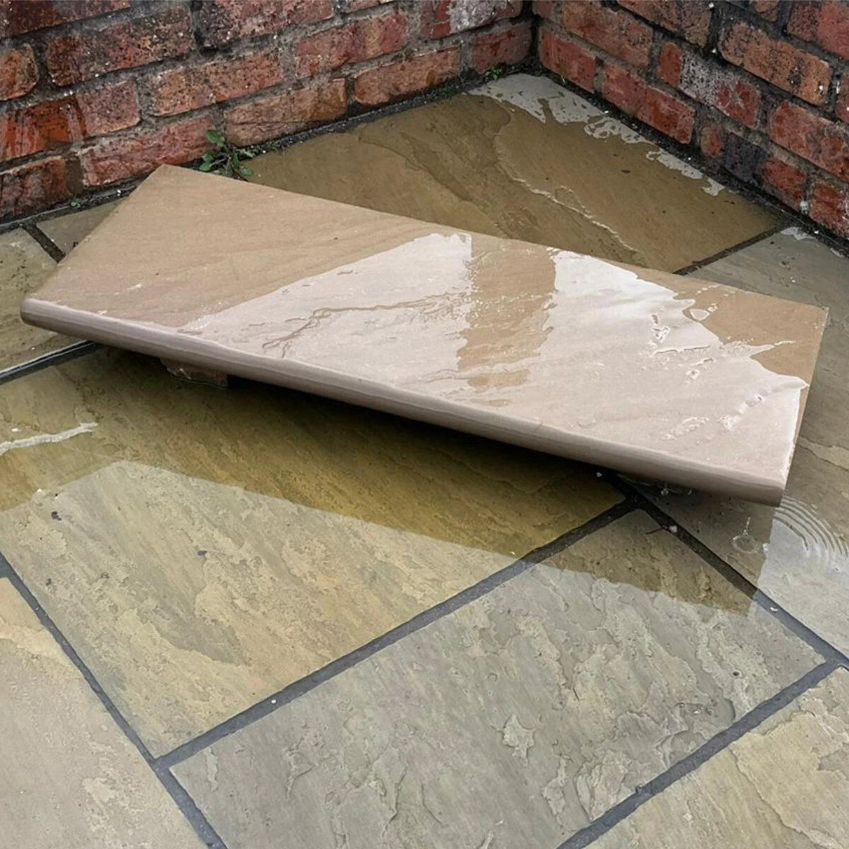 Raj Green Riven Bullnose Steps Indian Sandstone 900mm x 350mm x 30mm