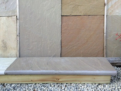 Raj Green Riven Bullnose Steps Indian Sandstone 900mm x 350mm x 30mm