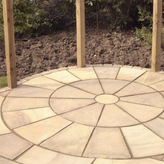 Camel Buff Indian Sandstone 2.4m Circle – Riven – 22mm